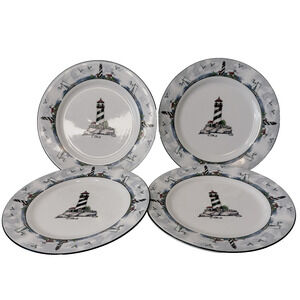 Totally Today Coastal Lighthouse Salad Plate set of 4 Lighthouses Center And Rim